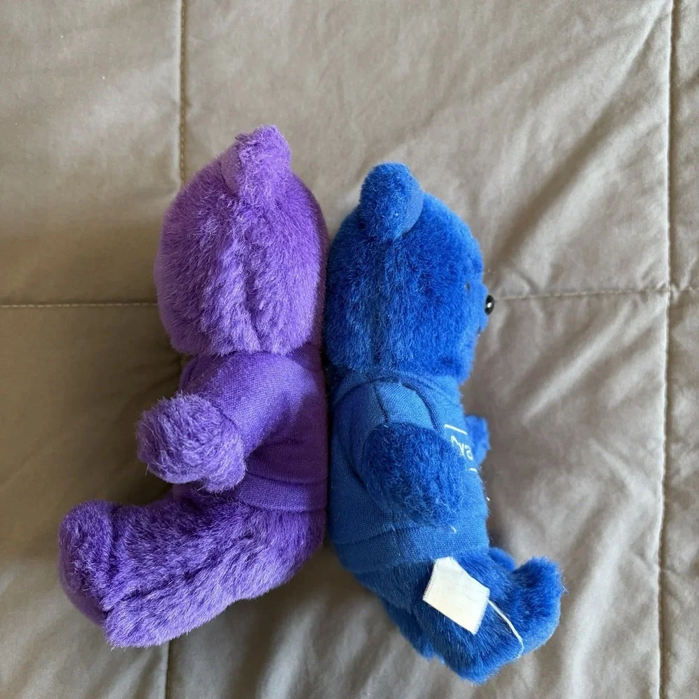 Lot of 2 Blue Purple 1986 Crayola Teddy Bears Stuffie VTG 80s Collectible Colors